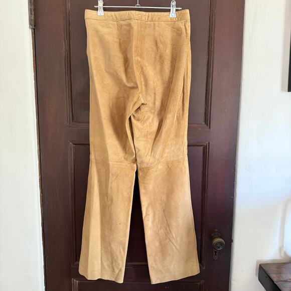 90s Vintage I.N.C | Camel Tan Suede High Rise Straight Leg Pants Leather Size 6 - Picture 2 of 6